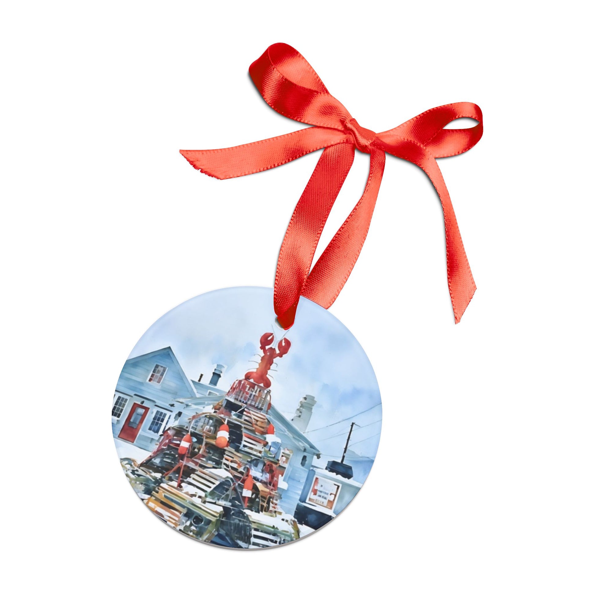Lobster-Themed Acrylic Ornament, Coastal Christmas Decor,
