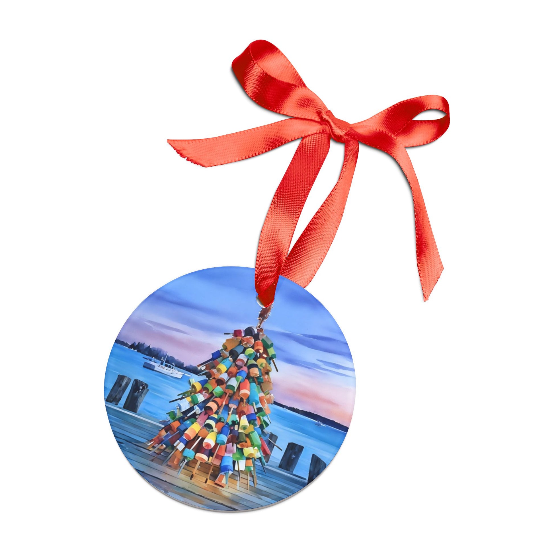 Colorful Bouy Coastal Christmas Tree Acrylic Ornament